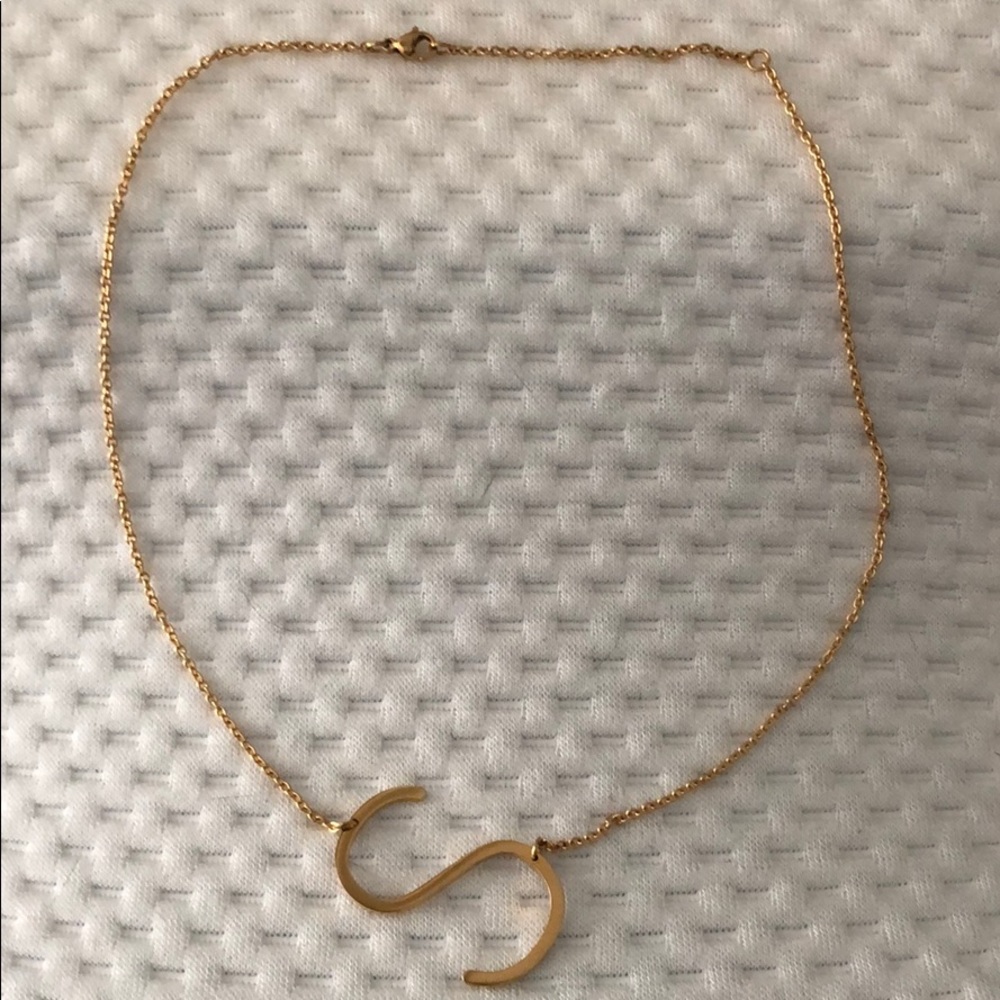 Gold-Plated 18” Initial Pendant “S” Necklace